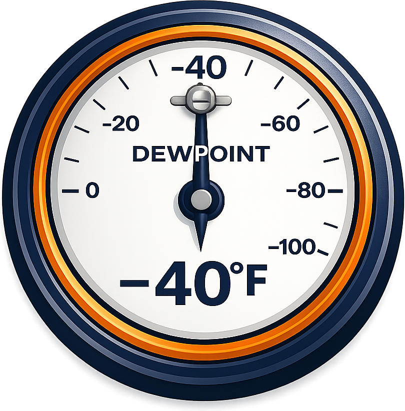 Analog dewpoint gauge reading −40°F